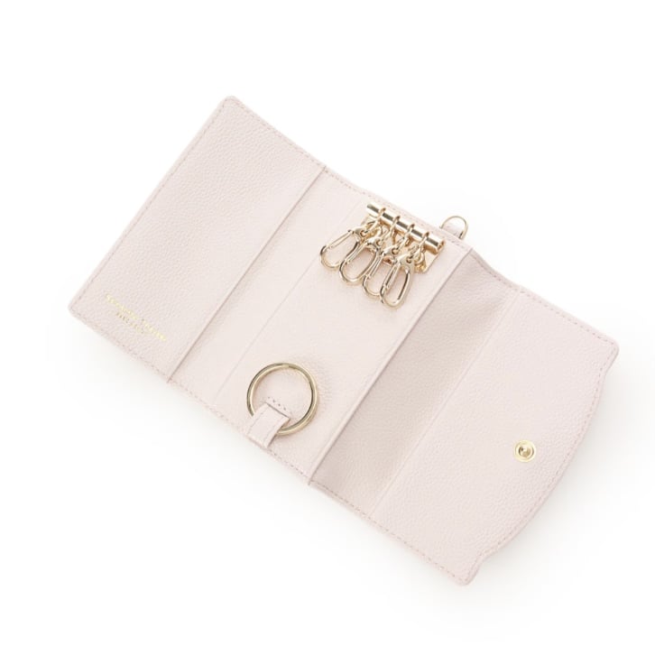 ラメフラワービジュー キーケース　ピンク