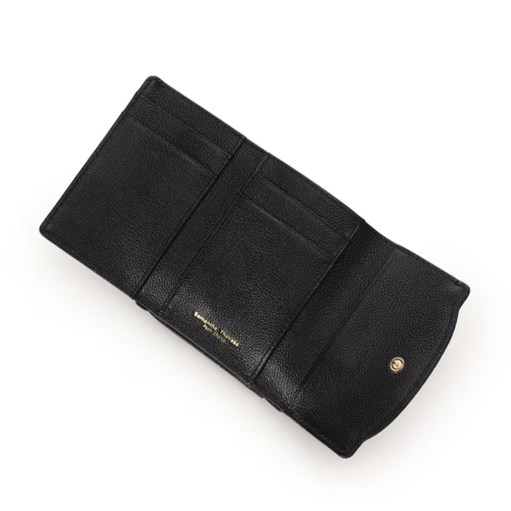 ラメフラワービジュー 折財布　ブラック