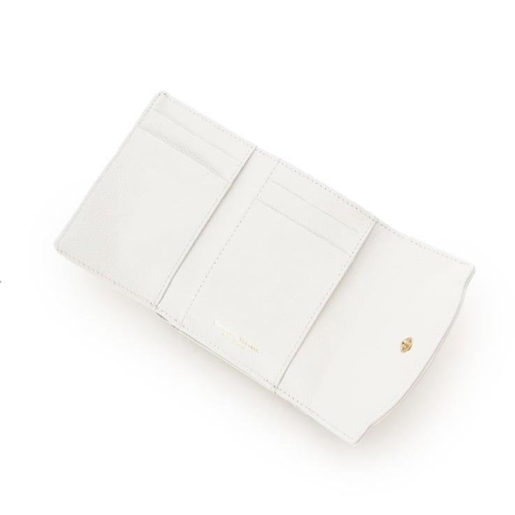 ラメフラワービジュー 折財布　ホワイト