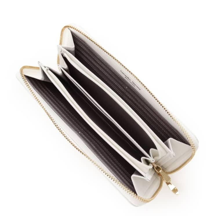 ラメフラワービジュー 長財布　ホワイト