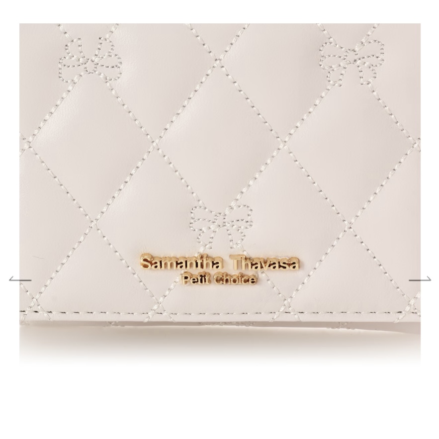 リボンキルト ミニ財布　オフホワイト