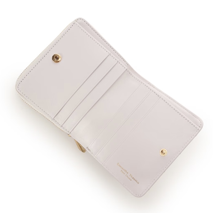 リボンキルト 折財布　オフホワイト