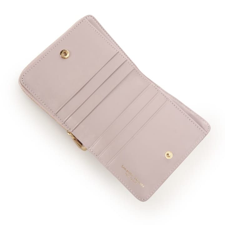 リボンキルト 折財布　ピンク