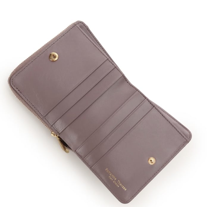 リボンキルト 折財布　ブラウン