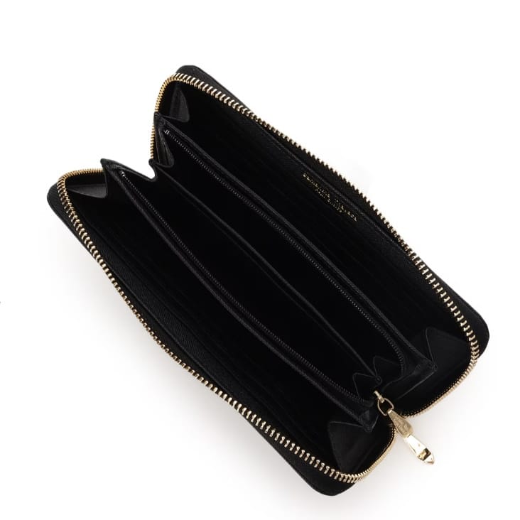 バイカラーリボン 長財布　ブラック