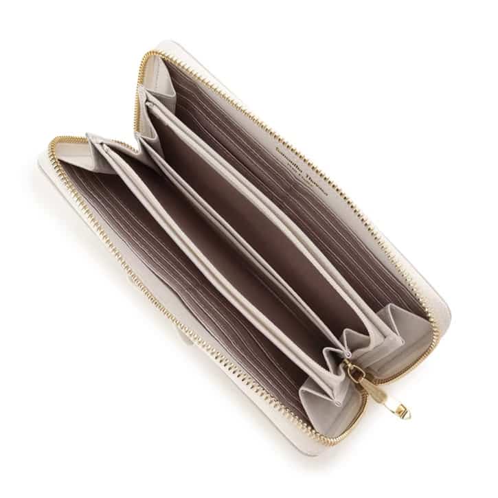 バイカラーリボン 長財布　ライトグレー