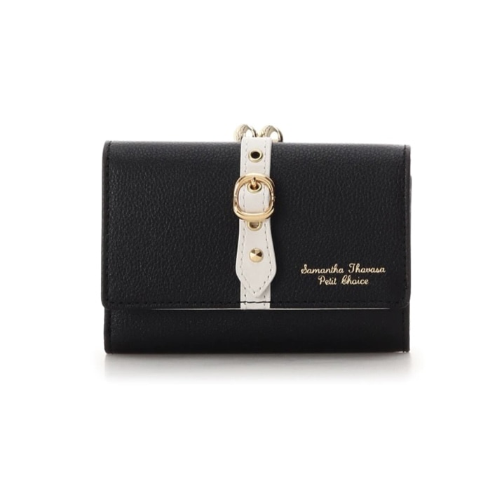  フロントベルト 折財布　ブラック 幅12cm/高さ8.5cm/マチ4cm/重さ169g