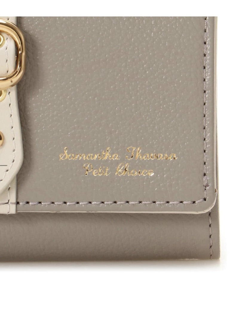 フロントベルト　折財布　グレー