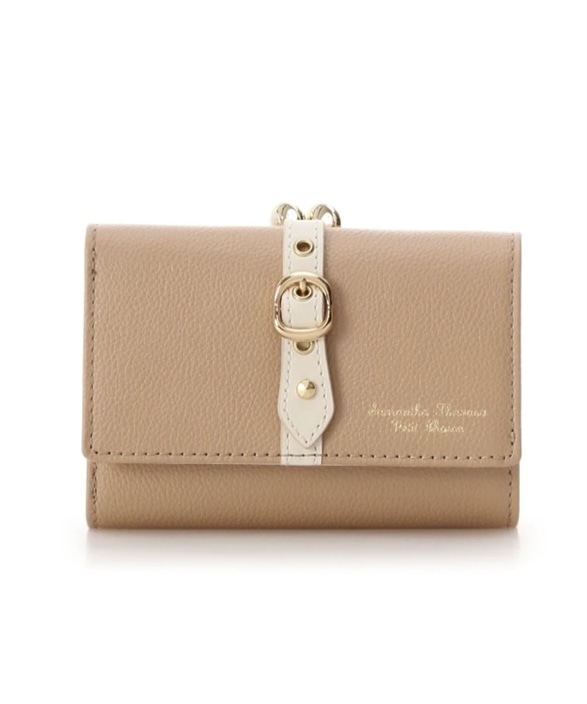 フロントベルト　折財布　ベージュ