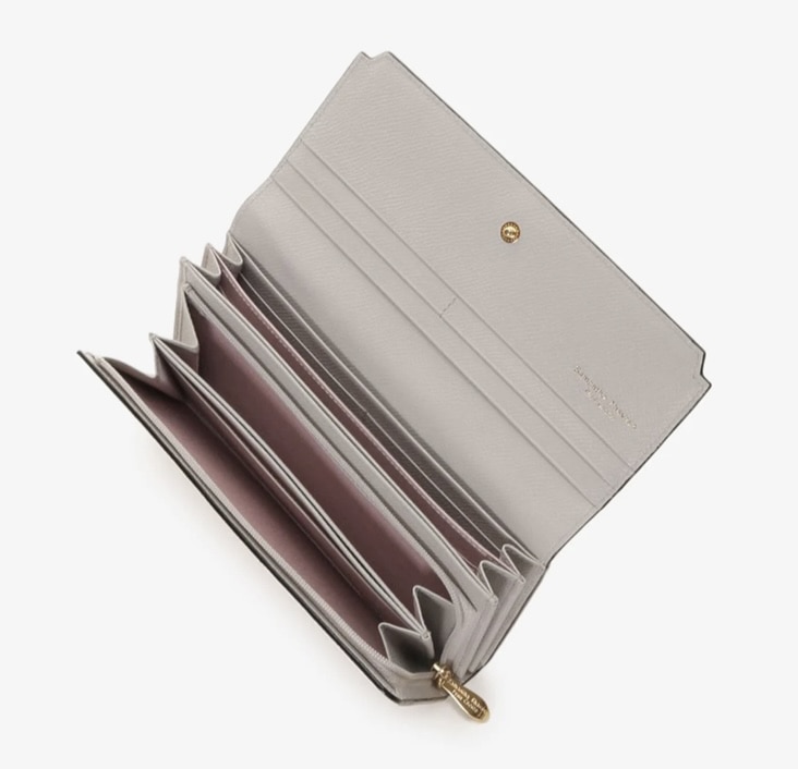  インサイドバイカラー かぶせ長財布　ピンク