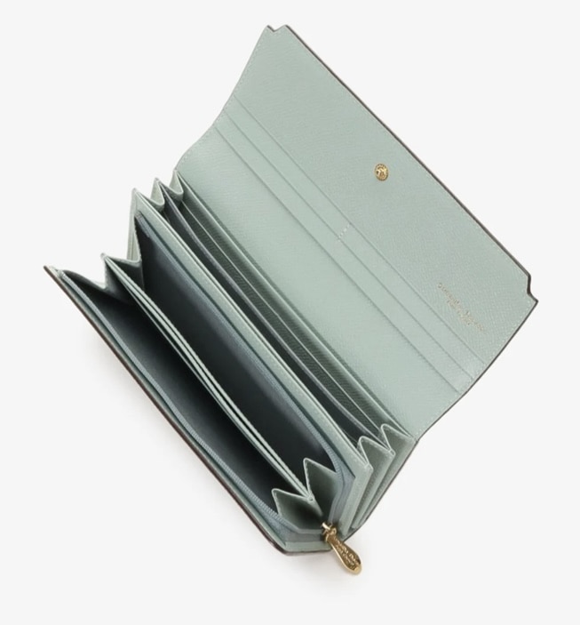 インサイドバイカラー かぶせ長財布　ブルー