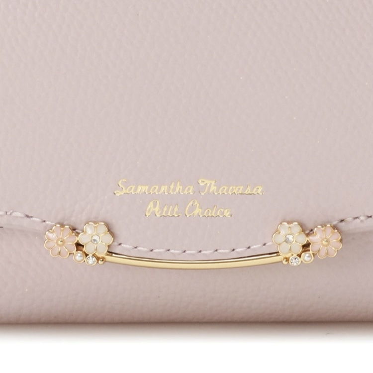 サイドフラワーバー 折財布　ピンク