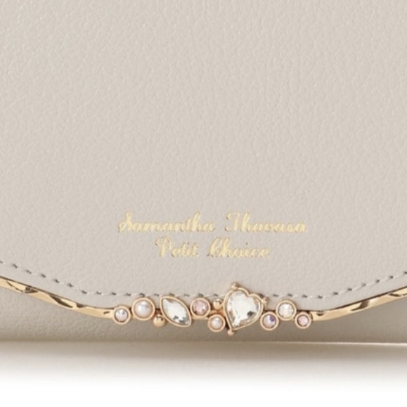 ハートジュエルバー 折財布　グレージュ