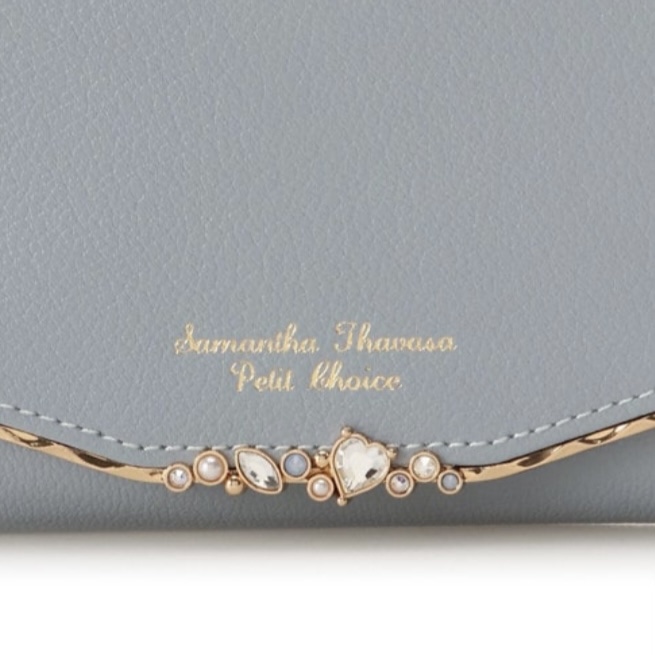 ハートジュエルバー 折財布　ブルー