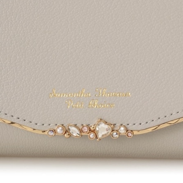 ハートジュエルバー長財布　グレージュ