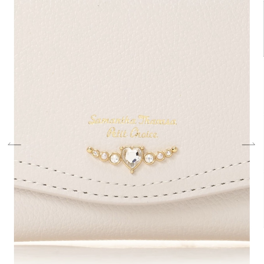 クリアハートビジュー 折財布　ホワイト