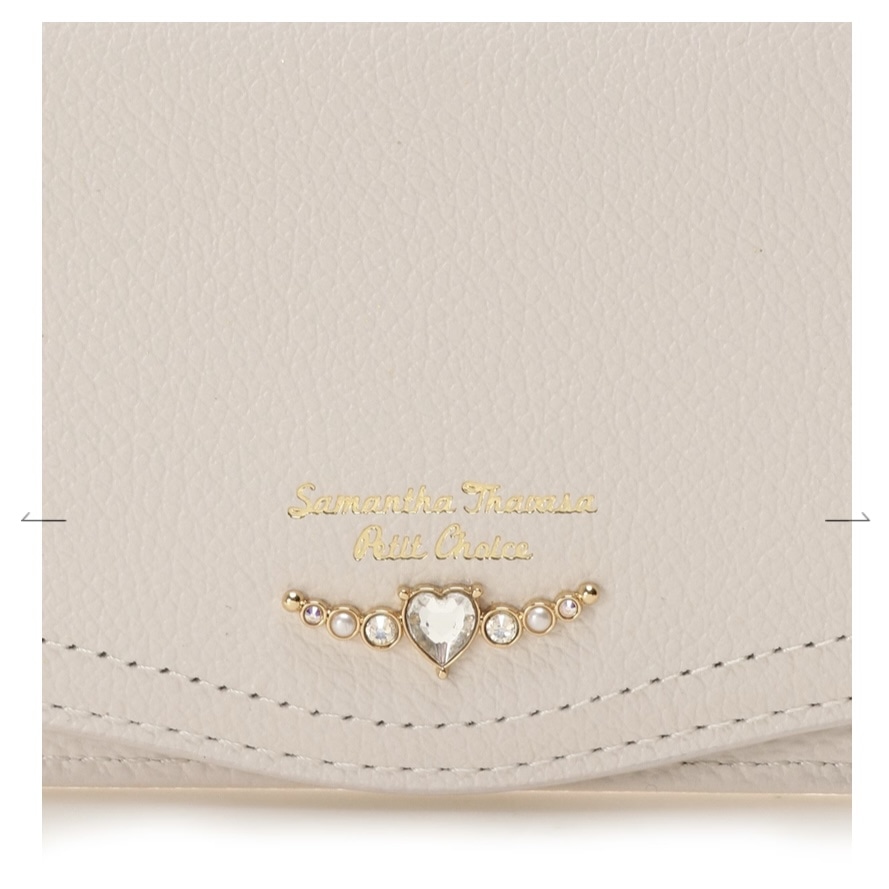 クリアハートビジュー　パスケース　ホワイト