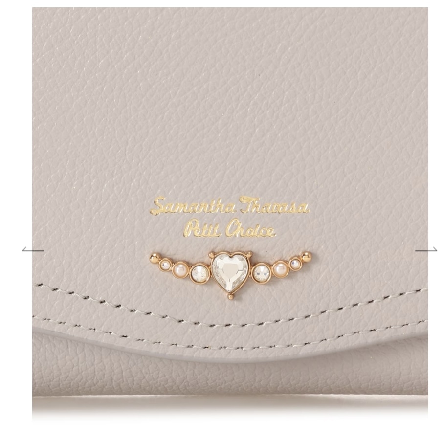 クリアハートビジュー 折財布　ベージュ