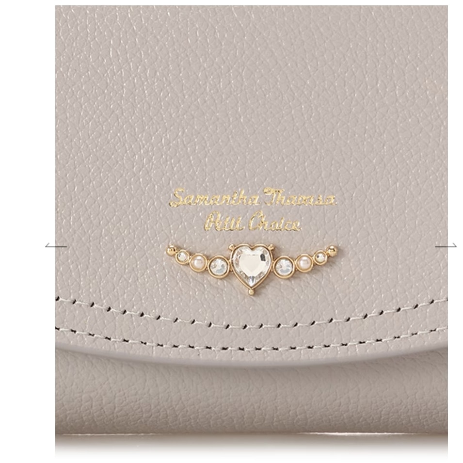 クリアハートビジュー 長財布　グレージュ