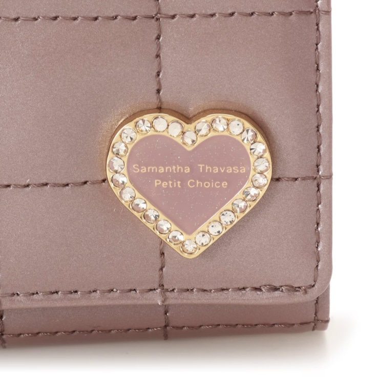 エナメルキルティング がま口折財布　ラベンダー