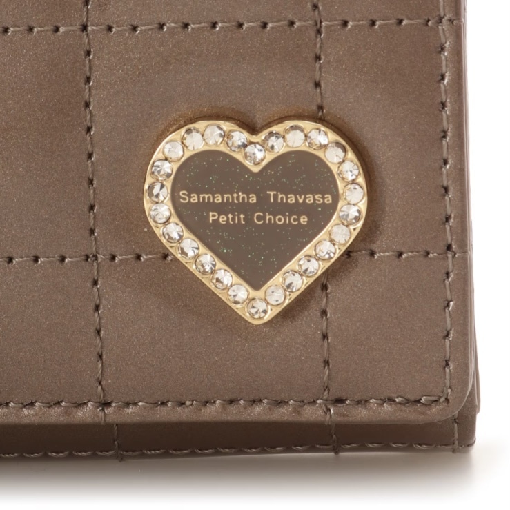 エナメルキルティング 二つ折り財布　グレージュ