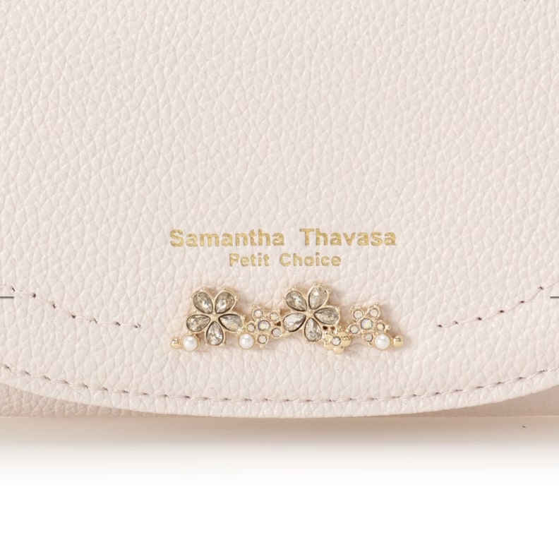 ラメフラワービジュー キーケース　ピンク