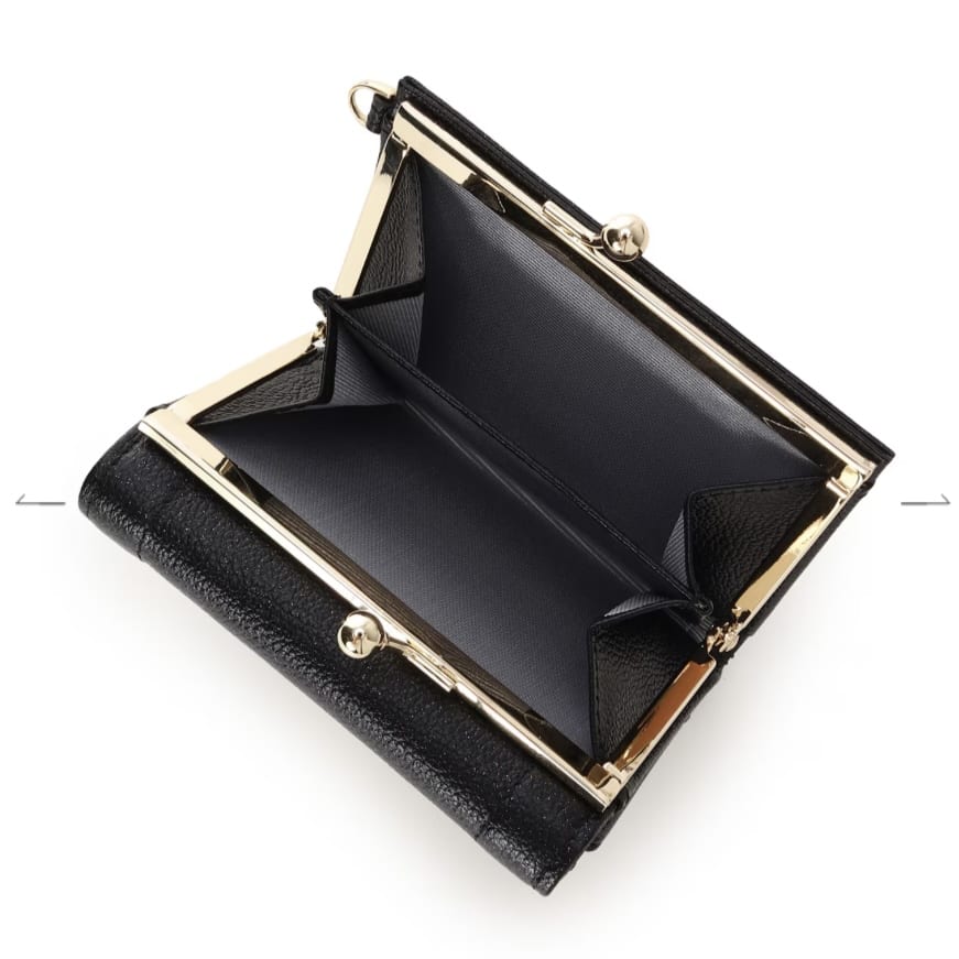 ラメフラワービジュー 折財布　ブラック