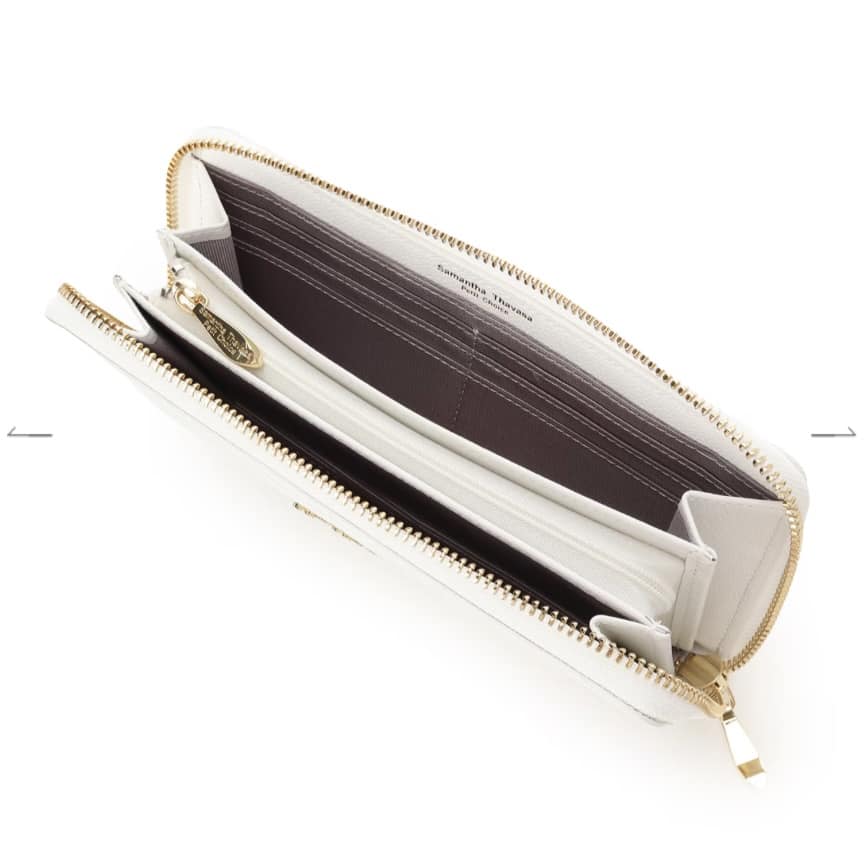 ラメフラワービジュー 長財布　ホワイト