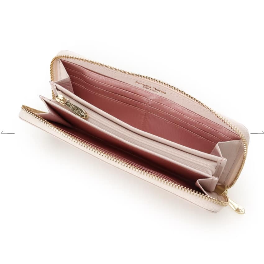 ラメフラワービジュー 長財布　ピンク