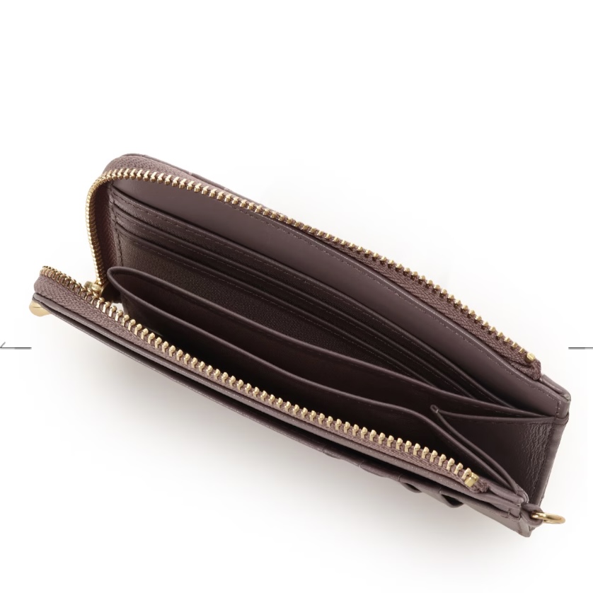 リボンキルト　マルチケース　ブラウン