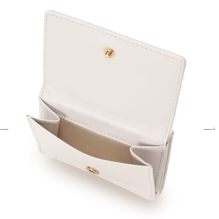 リボンキルト ミニ財布　オフホワイト