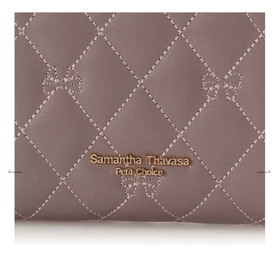 リボンキルト 折財布　ブラウン