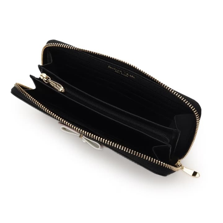 バイカラーリボン 長財布　ブラック