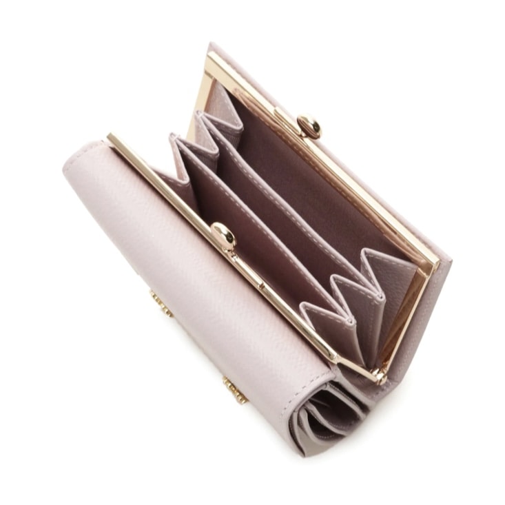サイドフラワーバー 折財布　ピンク