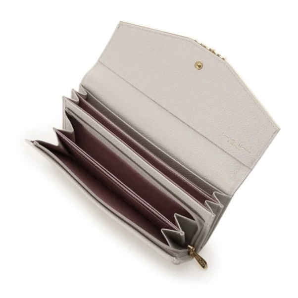 ハートジュエルバー長財布　グレージュ