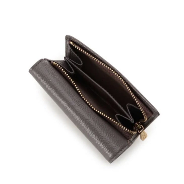 ジュエルバーL字型ジップ折財布　グレージュ