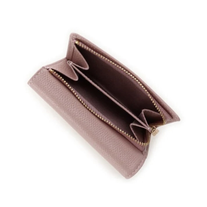 ジュエルバーL字型ジップ折財布　ピンク