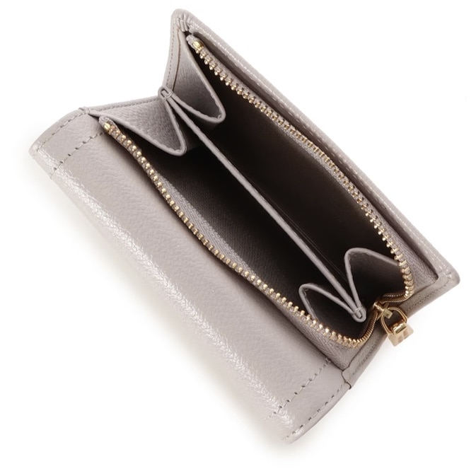 クリアハートビジュー 折財布　ベージュ