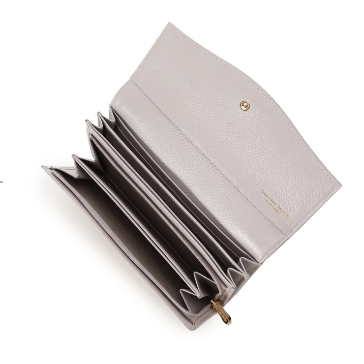 クリアハートビジュー 長財布　グレージュ