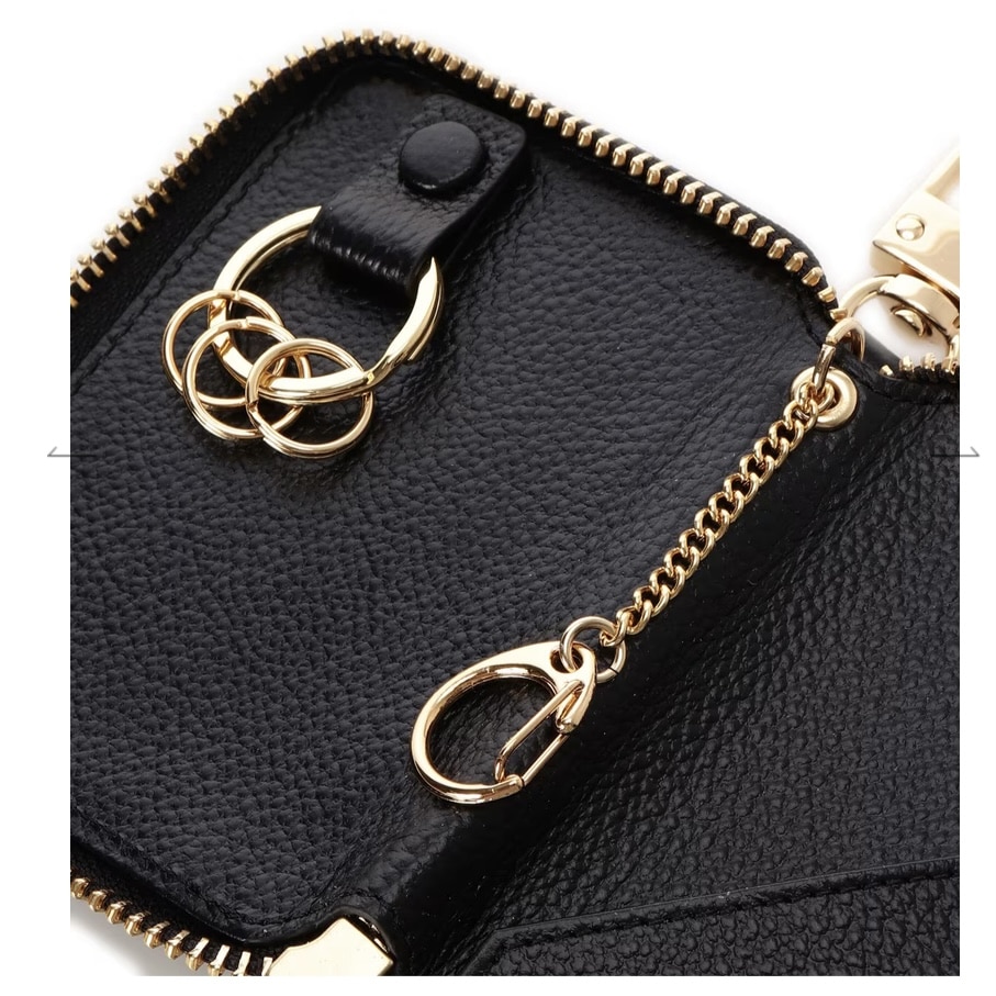 クリアハートビジュー キーケース　ブラック