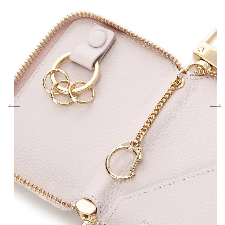  クリアハートビジュー キーケース　ピンク