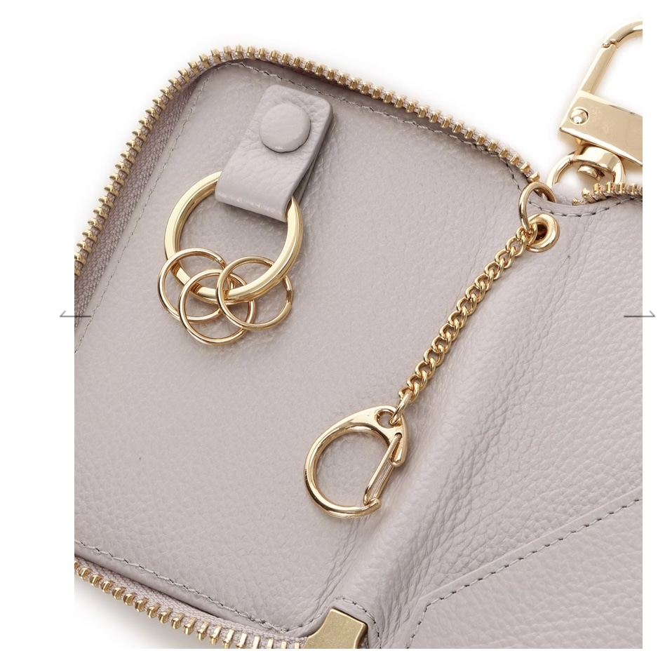 クリアハートビジュー キーケース　グレージュ