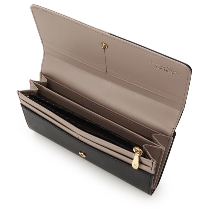 バイカラーフロントベルト 長財布　ブラック