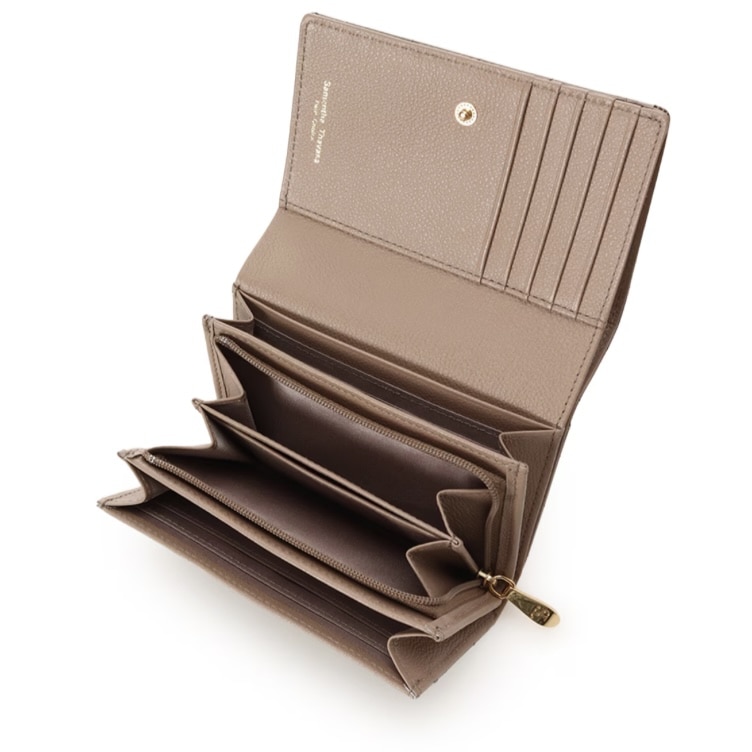 エナメルキルティング 二つ折り財布　グレージュ