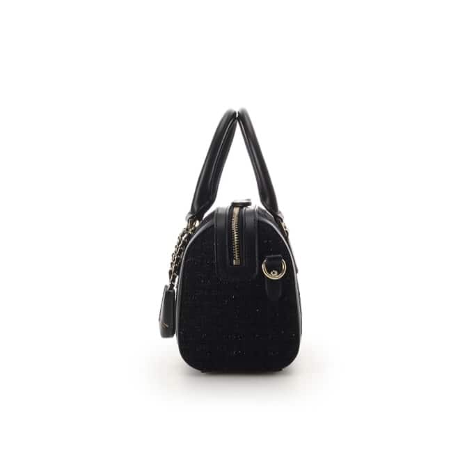 ツイード ボストンバッグ　ブラック