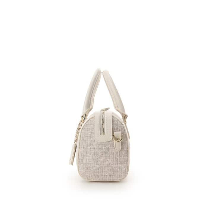 ツイード ボストンバッグ　オフホワイト