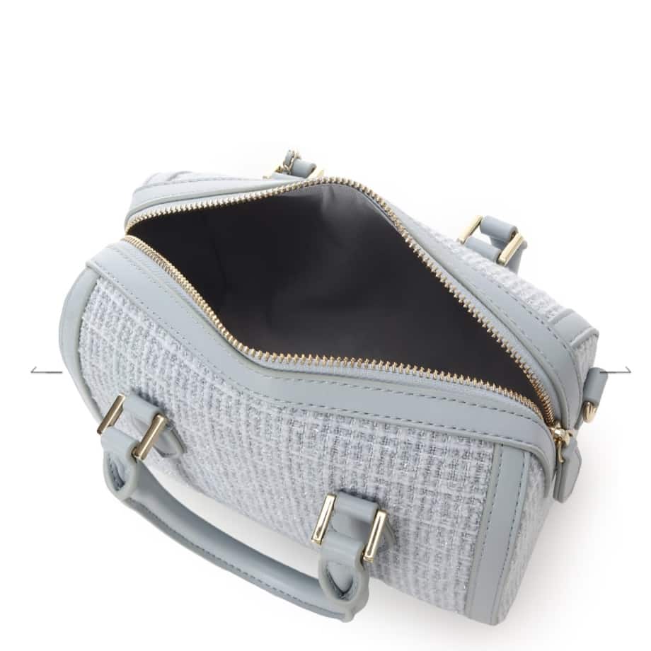 ツイード ボストンバッグ　ダルブルー