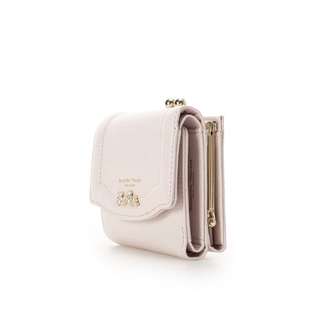 ラメフラワービジュー 折財布　ピンク