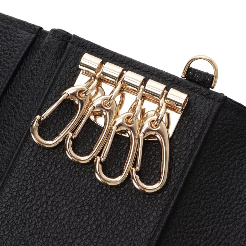 ラメフラワービジュー キーケース　ブラック