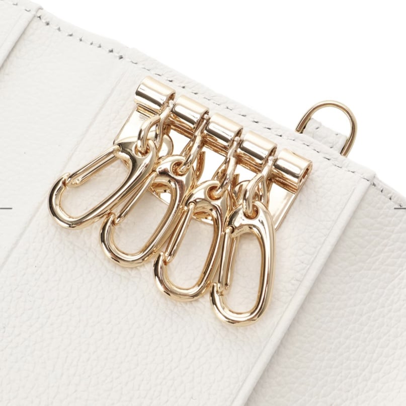 ラメフラワービジュー キーケース　ホワイト